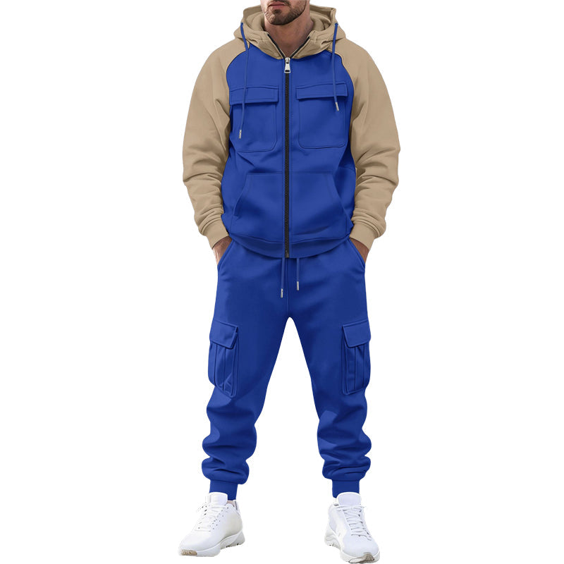 Men's Color-Block Hoodie & Jogger Pants Set