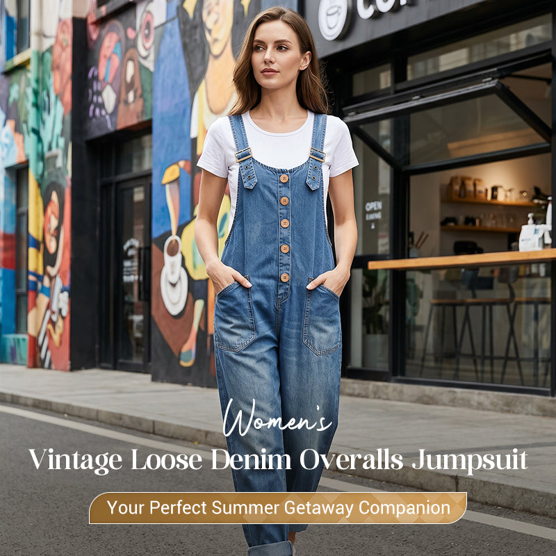 🔥New Arrivals & Special Offers-Women's Casual Baggy Denim Overalls with Pockets