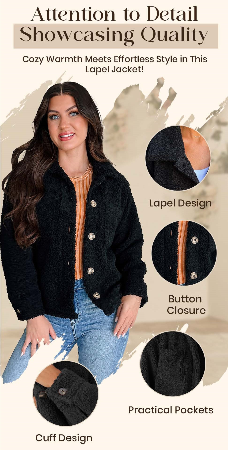 🍂Today's Lowest Price🍂Women's Warm Lapel Cropped Jacket