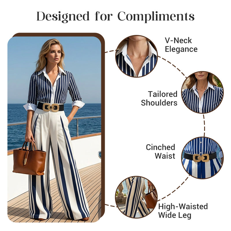 Striped Wide-Leg Two-Piece Set – Breathable, Elongating & Effortless Style