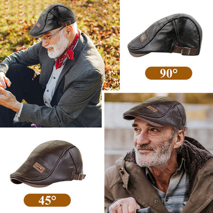 🔥Give the elders a warm winter🍃Plush leather beret