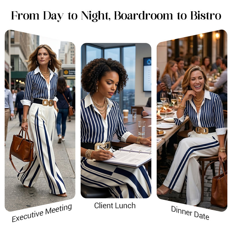 Striped Wide-Leg Two-Piece Set – Breathable, Elongating & Effortless Style