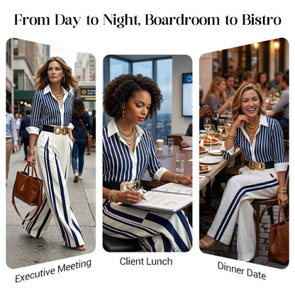 Striped Wide-Leg Two-Piece Set – Breathable, Elongating & Effortless Style
