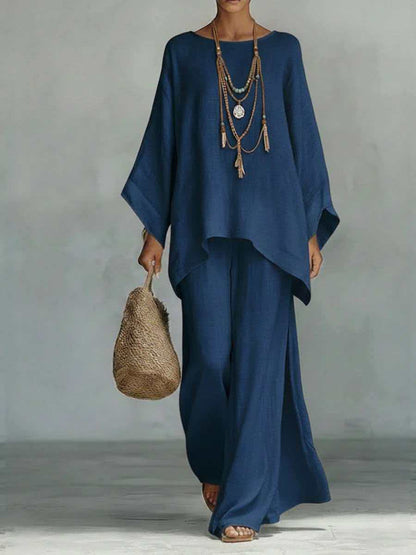 📢📢40% OFF !! ⏰Women's Loose Fit Long Sleeve Top & Wide Leg Pants Set