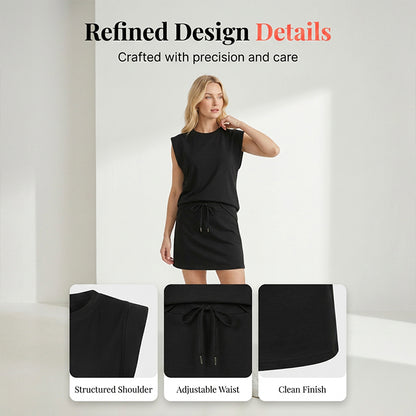 Modern Sleeveless Top and Drawstring Skirt Outfit Set