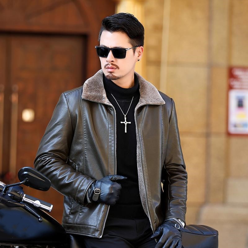 ❄️Winter Specials❄️ Men's Faux Fur Lined PU Leather Warm Jacket