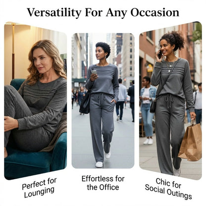 🔥 Women's Round-Neck Top and Drawstring Pants Set ✨