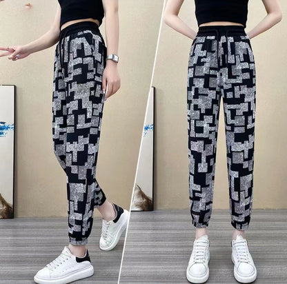 2022 New Style Ice Silk High Waist Casual Pants