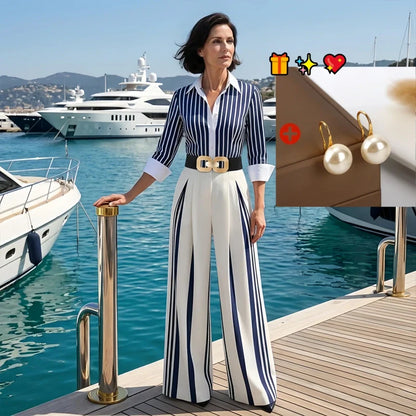 Striped Wide-Leg Two-Piece Set – Breathable, Elongating & Effortless Style