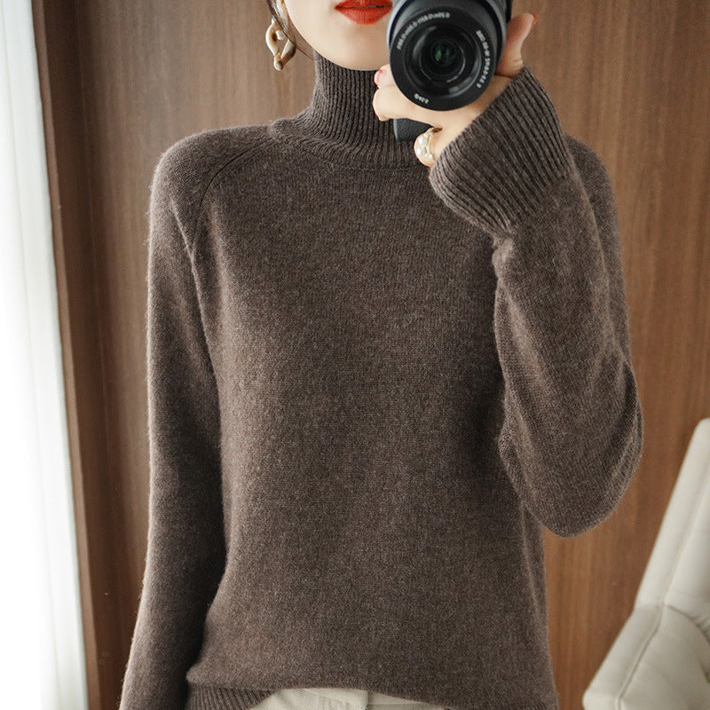 Solid turtleneck knit sweater-buy 2 free shipping