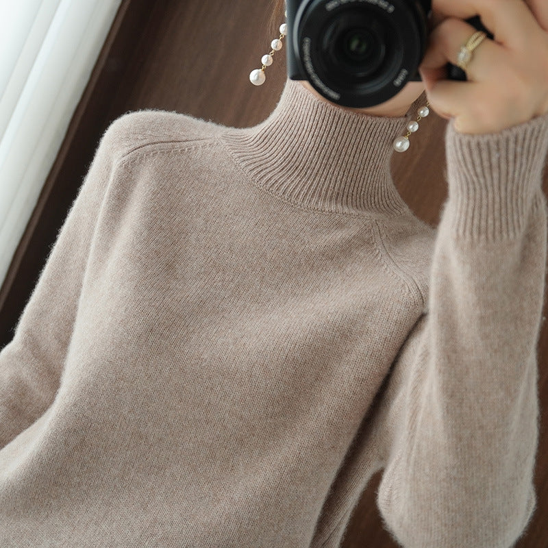 Solid turtleneck knit sweater-buy 2 free shipping