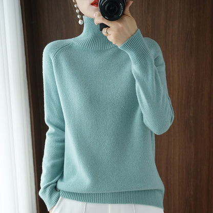 Solid turtleneck knit sweater-buy 2 free shipping