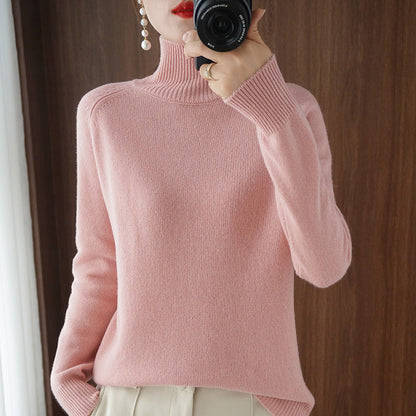 Solid turtleneck knit sweater-buy 2 free shipping