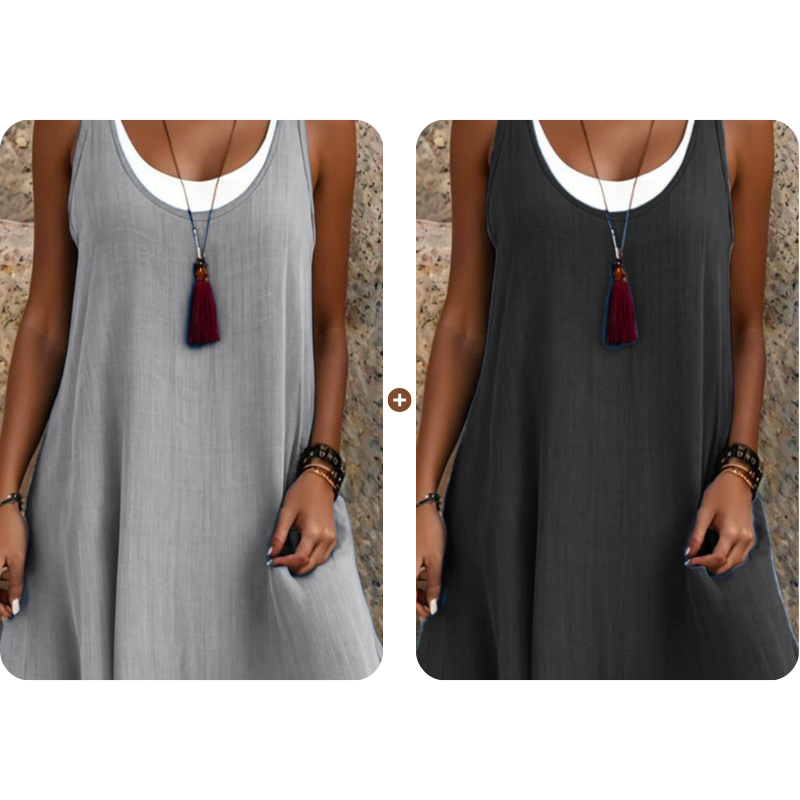Women's Sleeveless Fake 2-Piece Dress