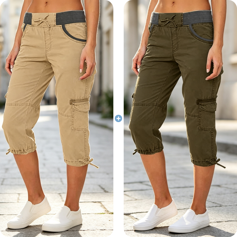 Women's High-Waist Cargo Capri Pants