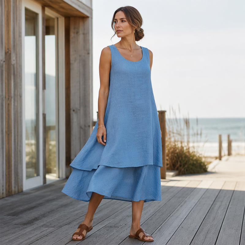 Bestseller💕 Double Layer Sleeveless Dress – Effortless Elegance & Modern Layered Look for Everyday