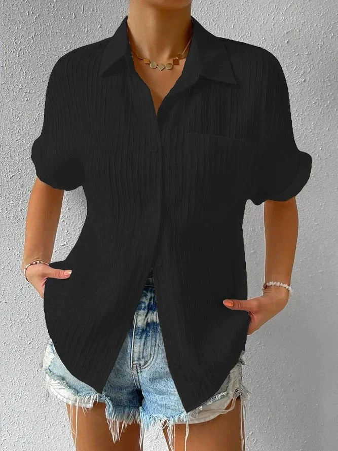 Shirt Collar Casual Buttoned Loose Blouse（50% OFF）