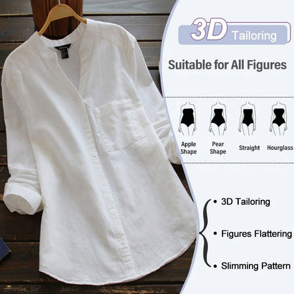 Japanese Style Handmade Linen Cotton Casual Loose Shirt