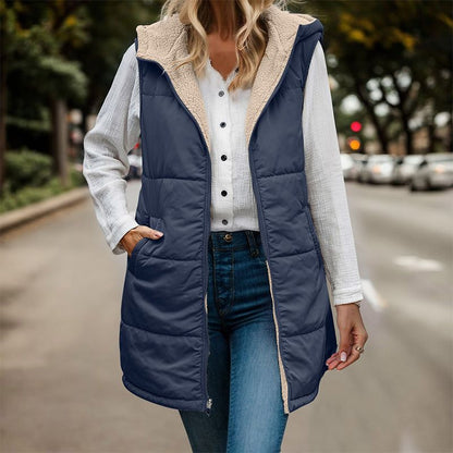 🔥Limited Time 50% Off 🔥Great Gift! Women's Fall Reversible Vest Sleeveless Faux Fleece Jacket