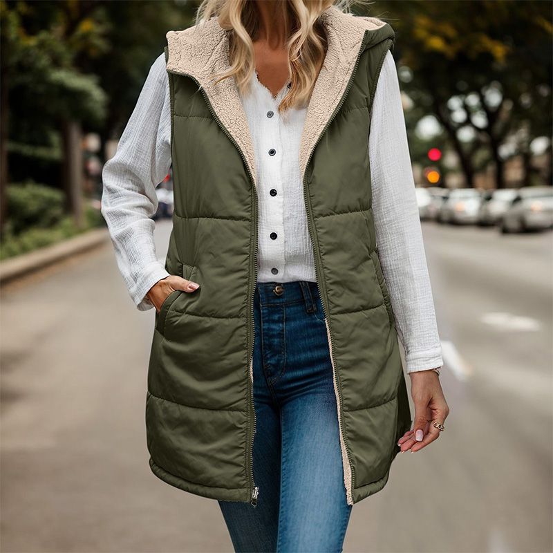 🔥Limited Time 50% Off 🔥Great Gift! Women's Fall Reversible Vest Sleeveless Faux Fleece Jacket