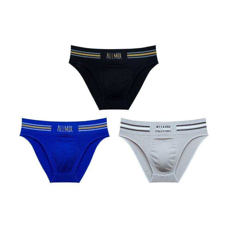 Men's Sexy Colorful Stripe Letter Seamless Low Waist Briefs