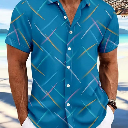Camicia da spiaggia casual da uomo a maniche corte con bottoni