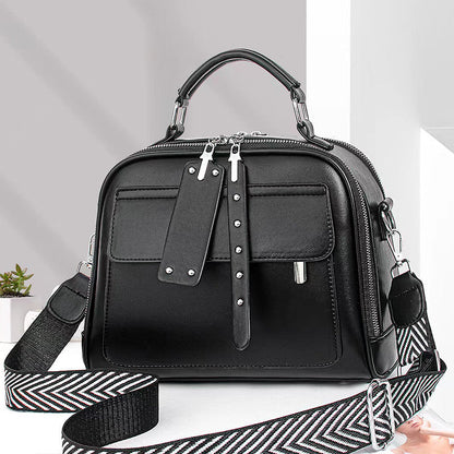 👜Light luxury soft leather multi-layered small square handbag