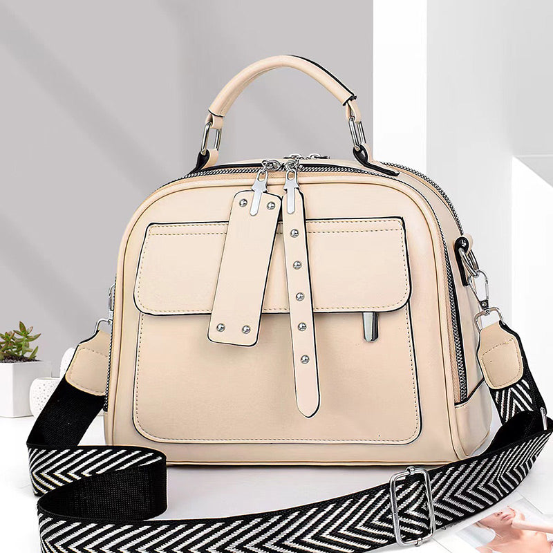 👜Light luxury soft leather multi-layered small square handbag