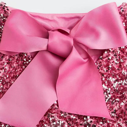 🎀Limited time 50% off🎀Dance All Night Sequin Back Tie Up Bow Loose Mini Dress