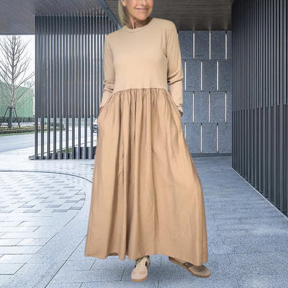 🔥Christmas Promotion 49%OFF🔥Flowy Knit Midi Dress with Full Sleeves