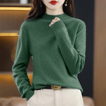 ☁️Skin Feeling 100% 🔥Women's Semi-High Neck Loose Bottom Knitting Sweater A/W