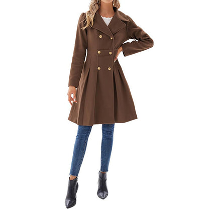 Women's A-line Slim Long Tweed Coat