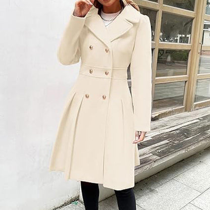 Women's A-line Slim Long Tweed Coat