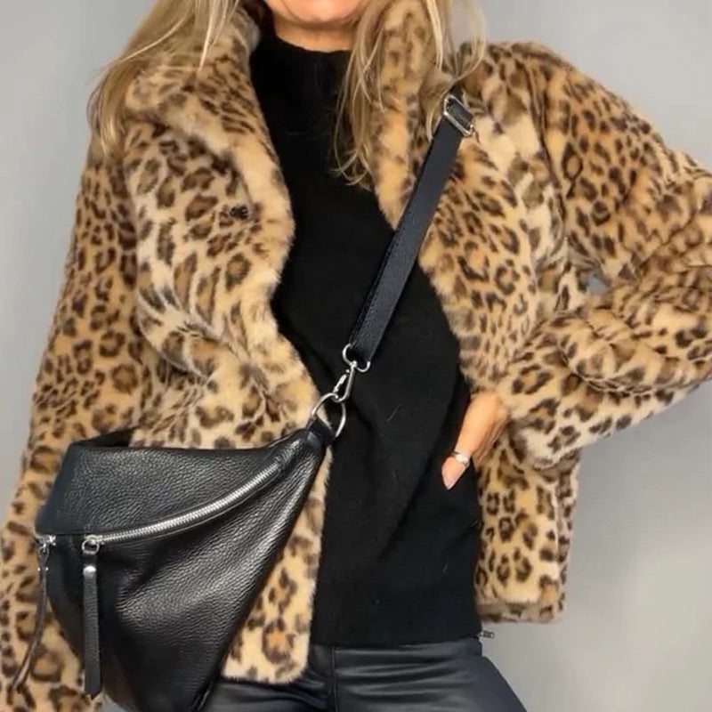 🔥🖤Early Black Friday Sale:50% OFF🖤🔥Women’s Fluffy Short Coat with Leopard Print