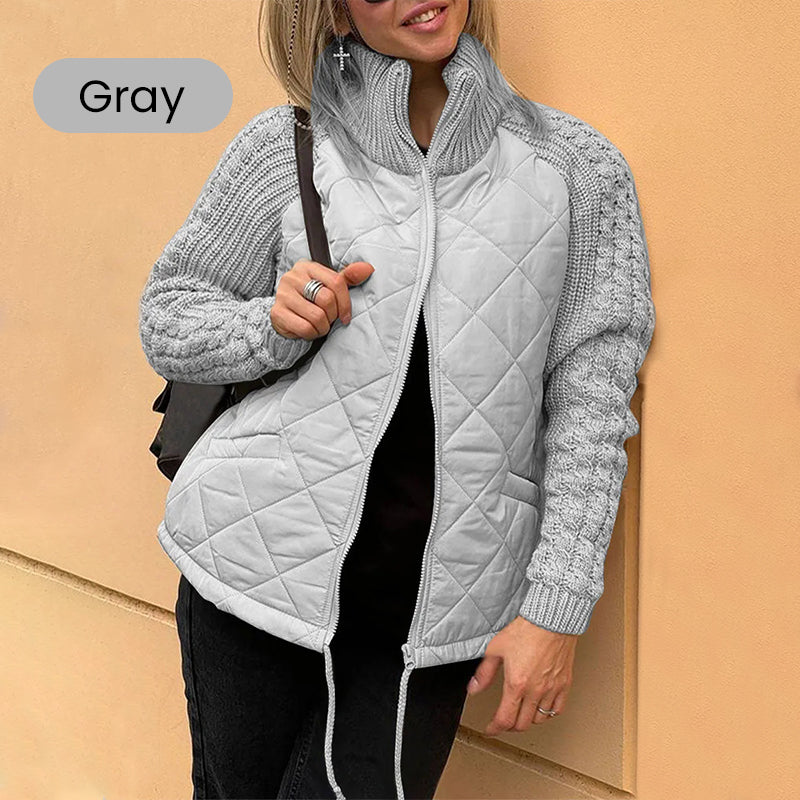 🎁Christmas sale☃️2025 New Women's Knit Patchwork Puffy Jacket