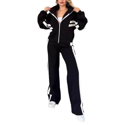 🎉Black Friday - Early Bird Price🎁Women's Striped Zipper Jacket & Casual Pants 2-Piece Set