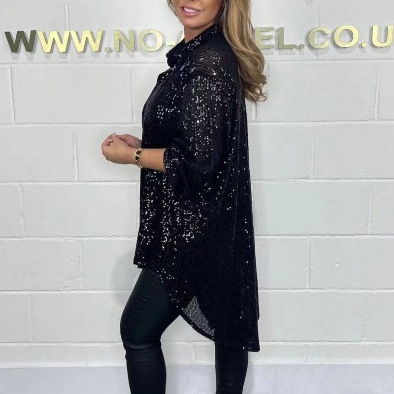 Women's Trendy Loose Fit Sequin Blouse