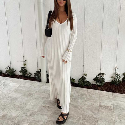 🔥BLACK FRIDAY SALE 49% OFF!!🔥V-Neck Sleeved Knit Midi Dress