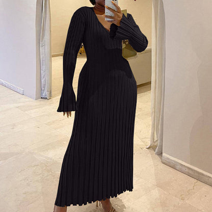 🔥BLACK FRIDAY SALE 49% OFF!!🔥V-Neck Sleeved Knit Midi Dress