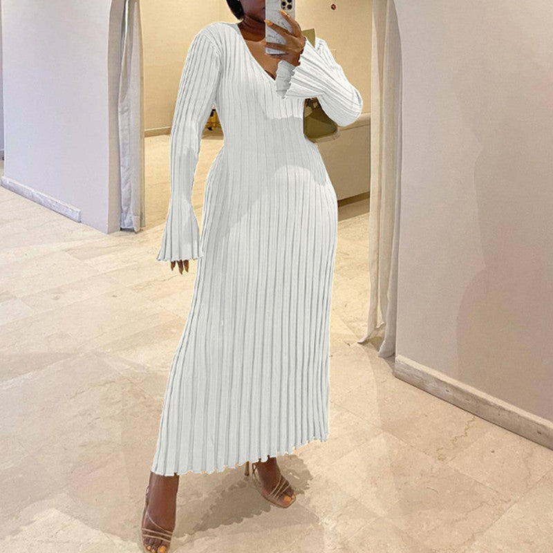 🔥BLACK FRIDAY SALE 49% OFF!!🔥V-Neck Sleeved Knit Midi Dress