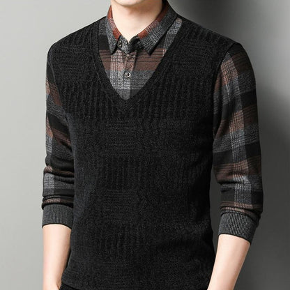 🎄🎅Christmas special offer🎁 Men's Faux Two Piece Thickened Sweater