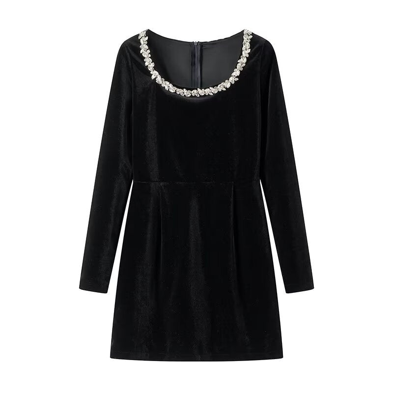 Elegant Square Neck Long Sleeve Dress