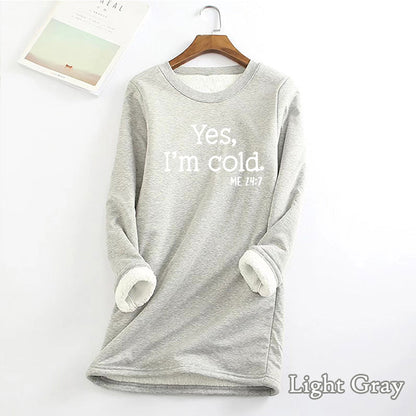 [Best Gift For Her] Women's Winter Plush Lined Warm Sweatshirt