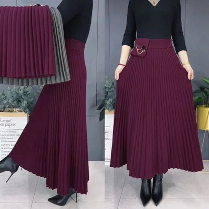 🎅Xmas Sales - 50% OFF🎄Elegant Solid Color Soft Pleated A-Line Skirt