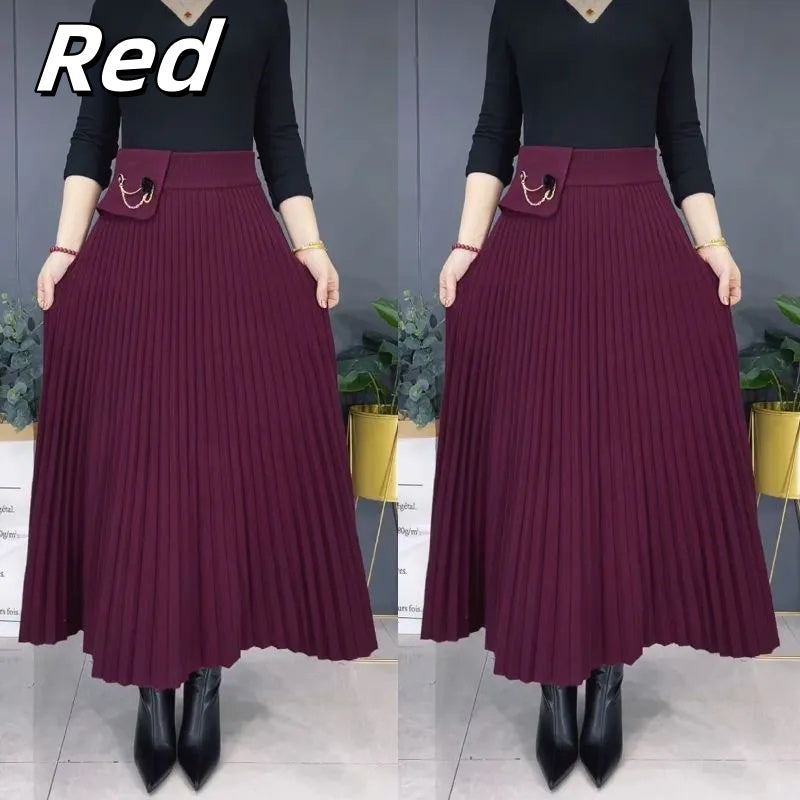 🎅Xmas Sales - 50% OFF🎄Elegant Solid Color Soft Pleated A-Line Skirt