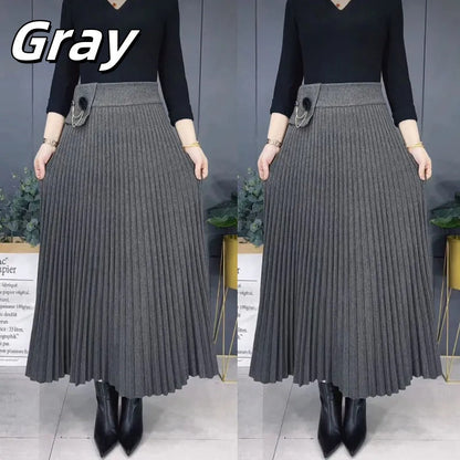 🎅Xmas Sales - 50% OFF🎄Elegant Solid Color Soft Pleated A-Line Skirt