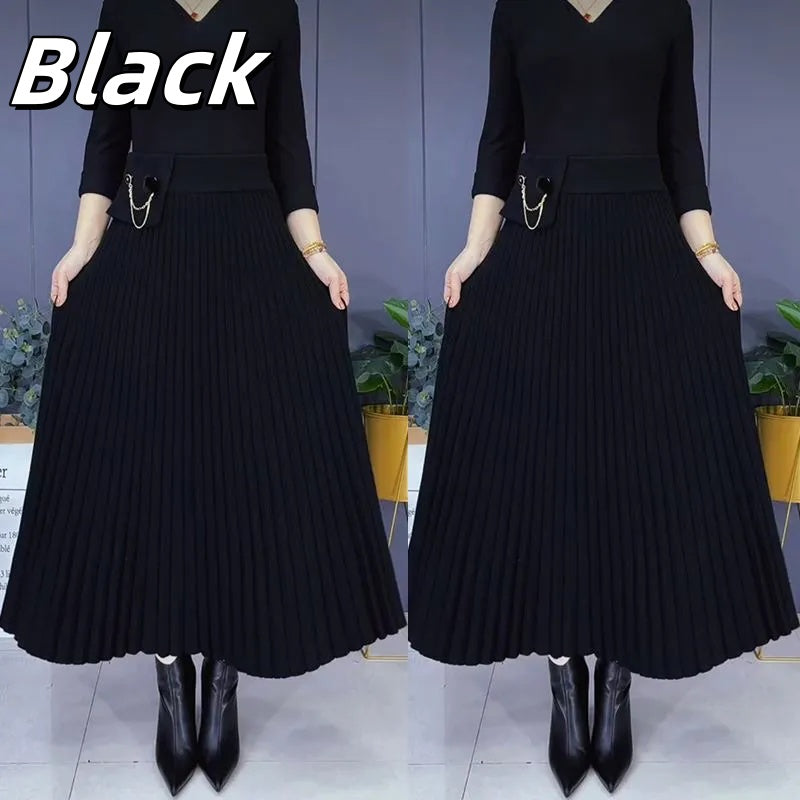 🎅Xmas Sales - 50% OFF🎄Elegant Solid Color Soft Pleated A-Line Skirt