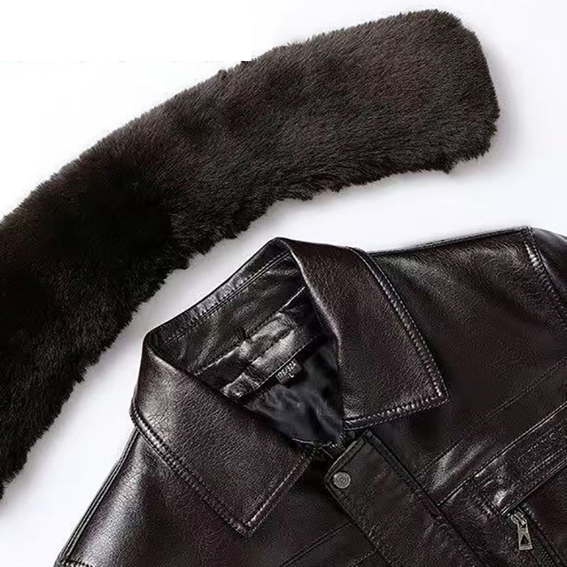 Men's Winter Leather Jacket with Plush Lining