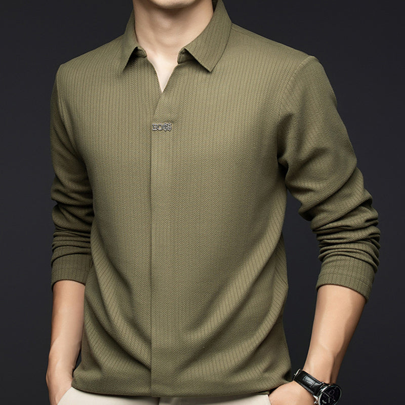 Men's Long - Sleeve Business Pullover Shirt