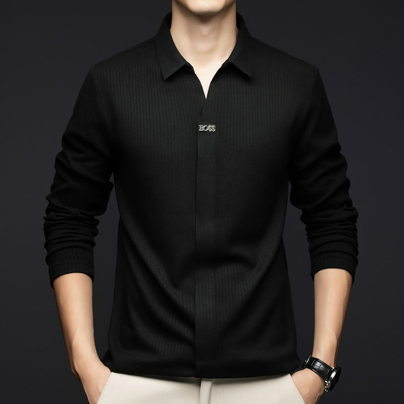 Men's Long - Sleeve Business Pullover Shirt